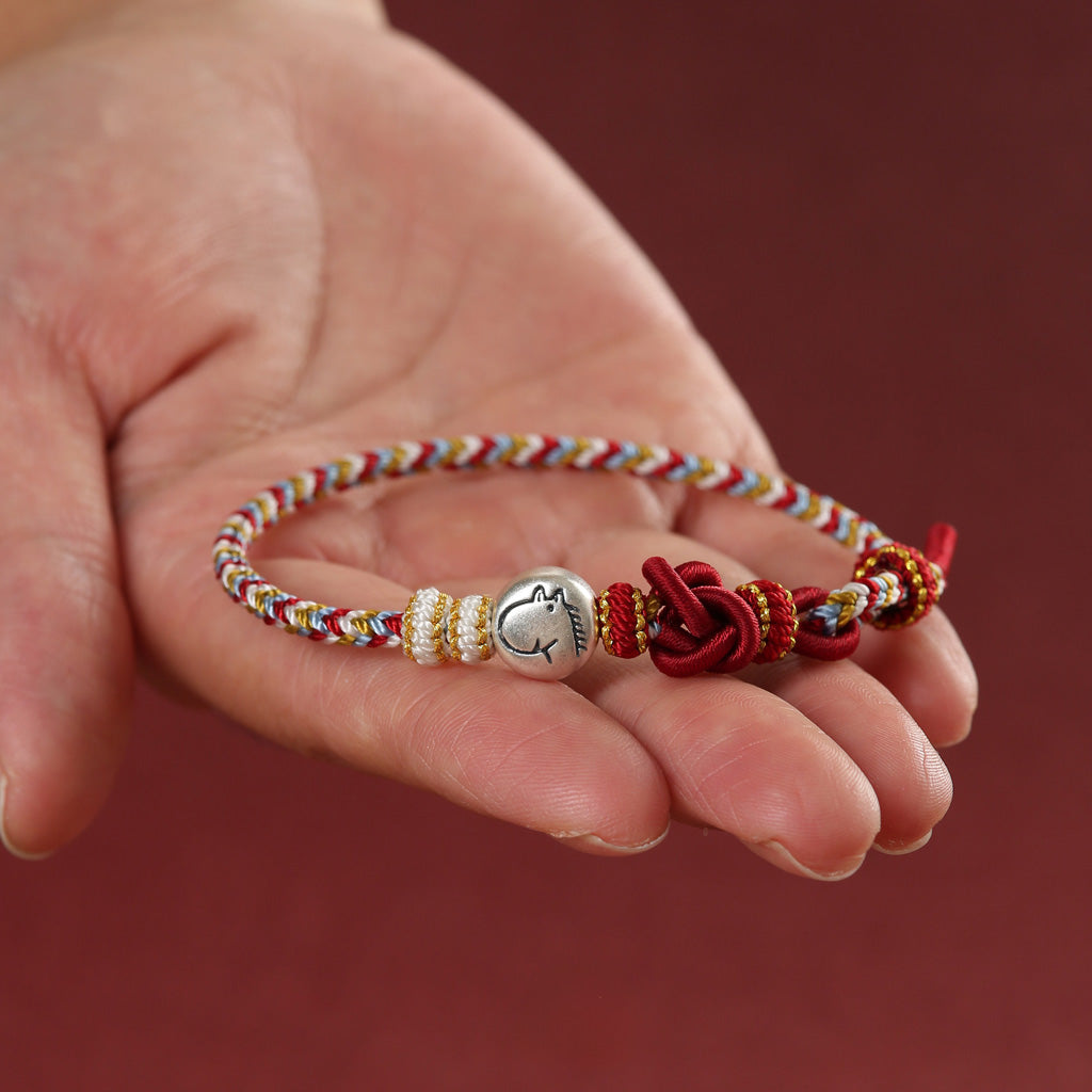 999 Silver 12 Zodiac Bead Braided Multi‑Color Adjustable Bracelet –Fortune & Peace | Zen Ara Grove
