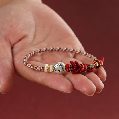 999 Silver 12 Zodiac Bead Braided Multi‑Color Adjustable Bracelet –Fortune & Peace | Zen Ara Grove
