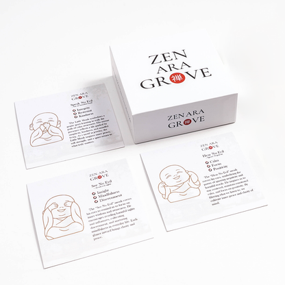 Hand-Carved Tagua Nut "The Three Little Zen Monks" Figurines | Zen Ara Grove
