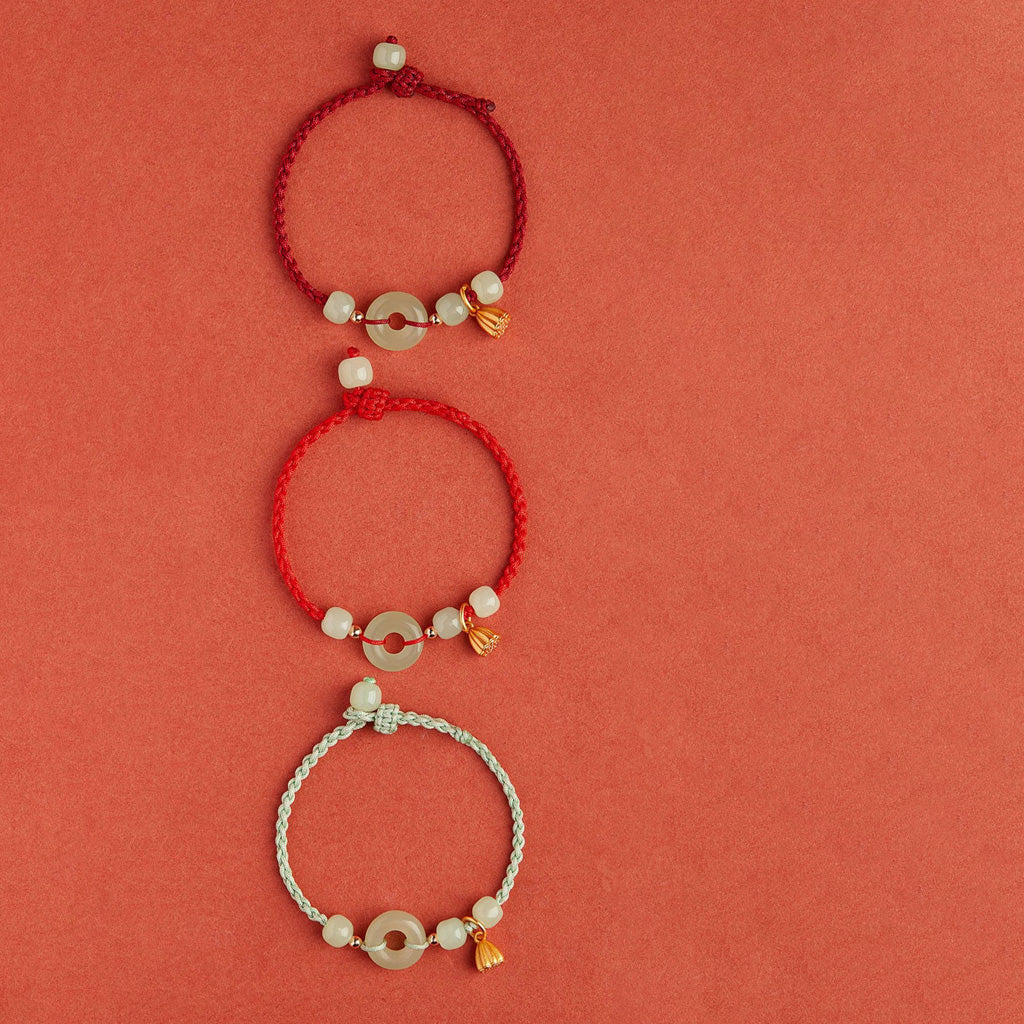 Adjustable Braided Peace Buckle Bracelet with Lotus Charm — Protection & Renewal