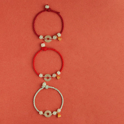 Adjustable Braided Peace Buckle Bracelet with Lotus Charm — Protection & Renewal