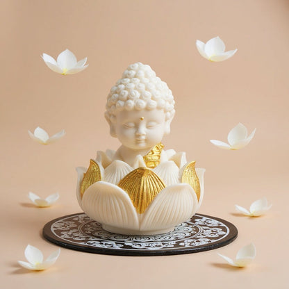 Handmade Golden Lotus Buddha Figurine – Symbol of Serenity, Wisdom & Inner Peace | Zen Ara Grove
