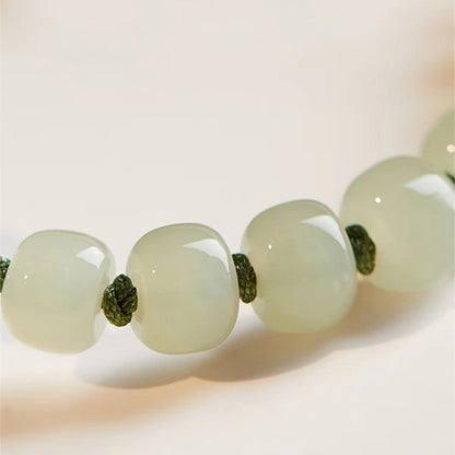 Hetian Jade Zodiac Rabbit Handwoven Cord Bracelet – Protection & Blessing | Zen Ara Grove