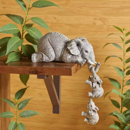 Elephant Family Figurines – Mother and Two Calves, Symbol of Love & Protection | Zen Ara Grove