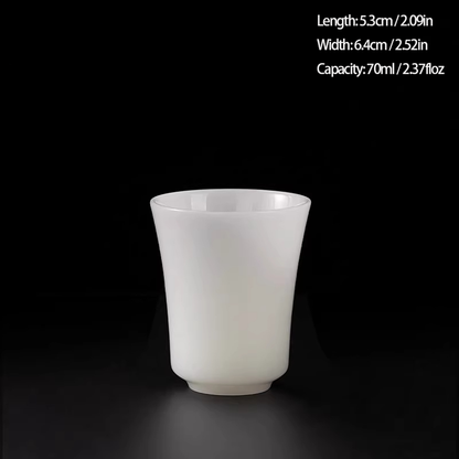 Ivory Glaze Thumb-Ring Teacup – Jade-Like Luster, Cool Smooth Touch | Zen Ara Grove