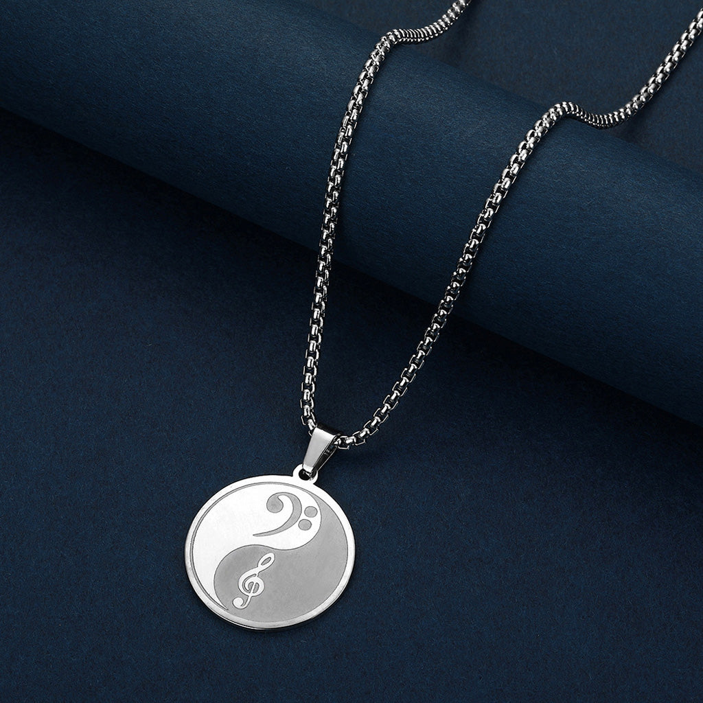 Yin-Yang Music Pendant Necklace – Treble & Bass Clef Taiji Design | Zen Ara Grove
