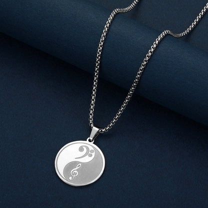 Yin-Yang Music Pendant Necklace – Treble & Bass Clef Taiji Design | Zen Ara Grove