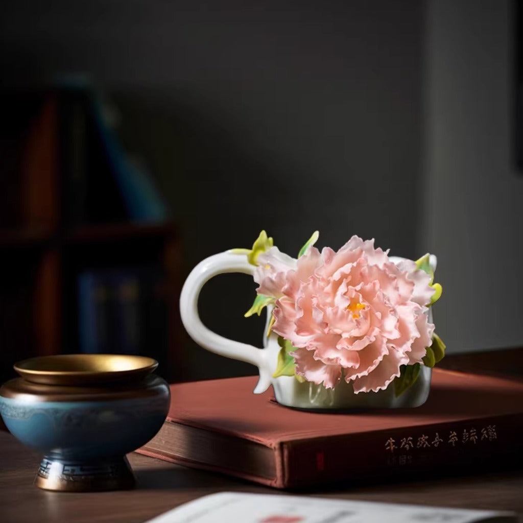 Limited Time Offer · Handcrafted Heritage Ceramic Flower Cup – Blossoms Alive on Porcelain | Zen Ara Grove