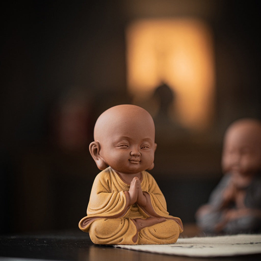 Handcrafted Ceramic "Four-Nos" Monk Statues – Symbol of Inner Calm & Thoughtful Living | Zen Ara Grove