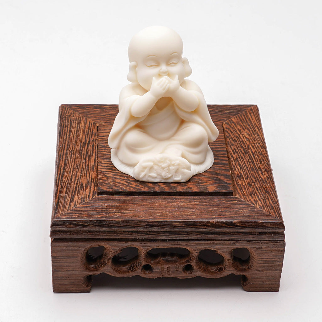 Hand-Carved Tagua Nut "The Three Little Zen Monks" Figurines | Zen Ara Grove