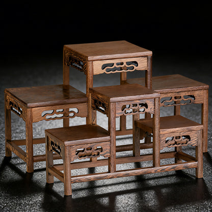 Handcrafted Macassar Ebony Tiered Display Stand – Elegant Heritage for Tea Sets, Bonsai & Collectibles | Zen Ara Grove