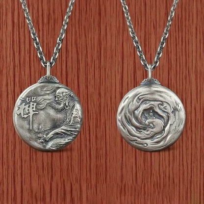 Bodhidharma Pendant – Zen Enlightenment Amulet in Sterling Silver | Zen Ara Grove