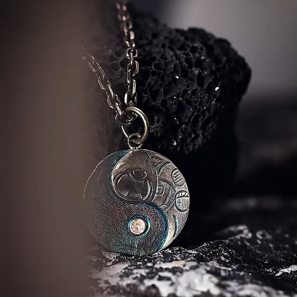 Custom 99 Silver Yin‑Yang Galaxy Pendant – Personalized Necklace of Courage & Infinity | Zen Ara Grove