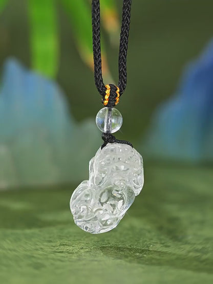 White Crystal Wealth Pi Yao Pendant – Blessing of Purity and Luck | Zen Ara Grove